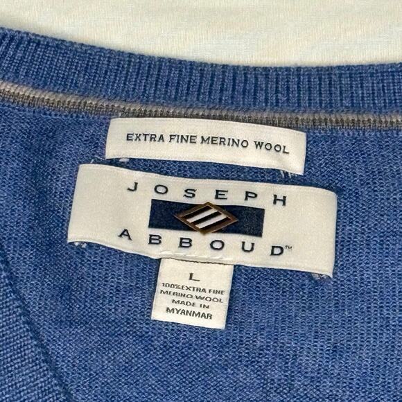Joseph Abboud Merino Wool V-neck Pullover Sweater Men's L | Blue | EUC - Picture 4 of 10